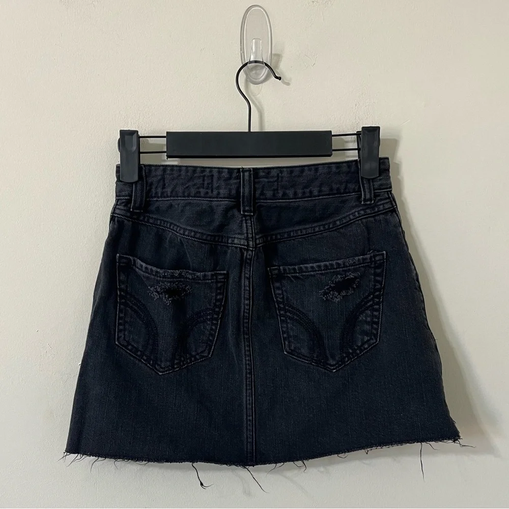 Hollister Black Faded Wash Distressed High-Rise Skirt Size 00 - Picture 6 of 9